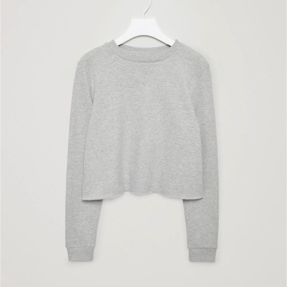 COS Stores cropped light grey cotton sweatshirt - Picture 2 of 12